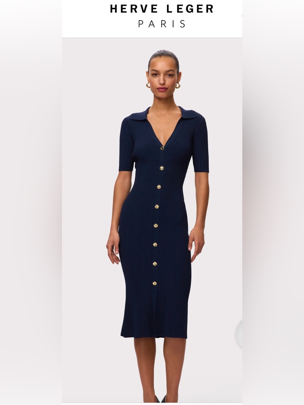 Herve Leger Indra Midi Dress in Blue Storm Size Small. Like New. Originally $695